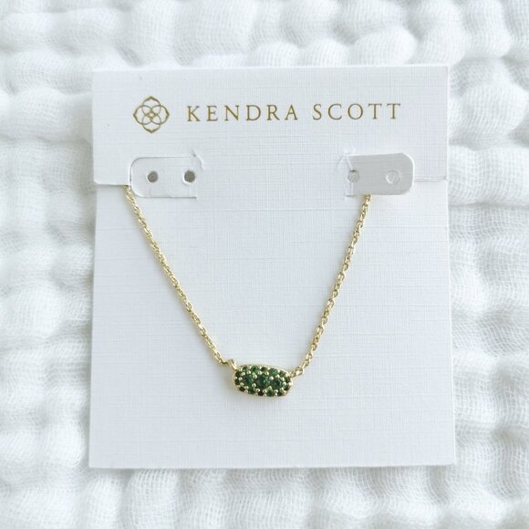 Kendra Scott Jewelry - Kendra Scott Green Grayson Crystal Pendant Necklace Gold